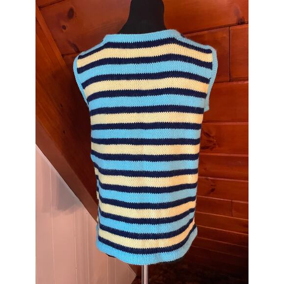 Vintage 70s Handmade Striped Knit Tank Top Sweater sz M - Picture 6 of 7